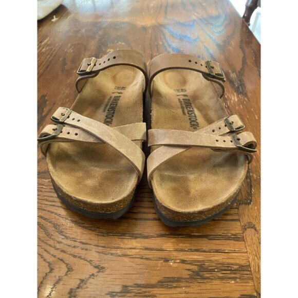 Birkenstock Women's Size 40 Sandals Cross-Strap Buckle Closure Tan Suede - Picture 2 of 8